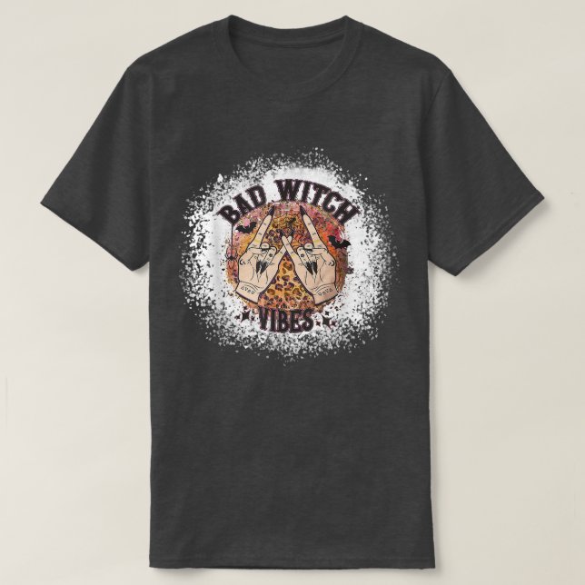 Bad Witch Vibes Leopard med Fladdermus Älskare lus T Shirt (Design framsida)