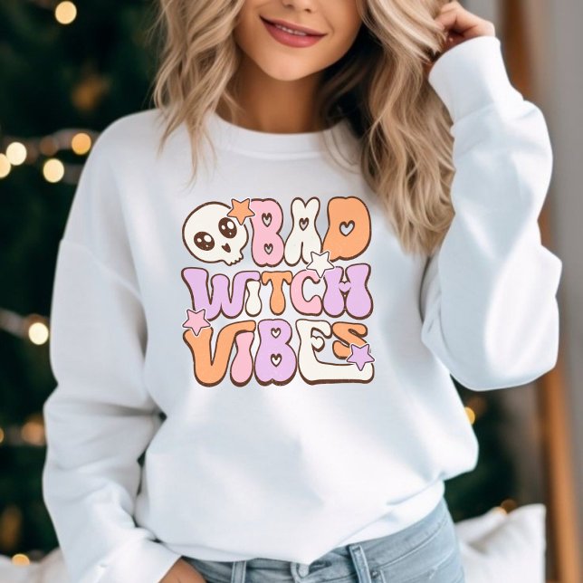 Bad Witch Vibes Retro Halloween Pastel Sweatshirt T Shirt (Skapare uppladdad)