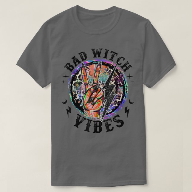 Bad Witch Vibes Tie Dye Leopard Funny Halloween Pa T Shirt (Design framsida)