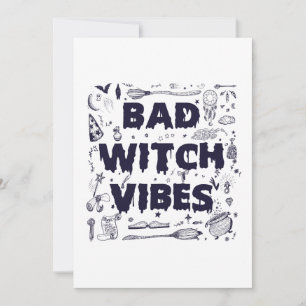 Bad Witche Vibes Funny Spooky Halloween Spirit Inbjudningar