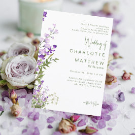 Båda föräldrarna Lavender Photo Bröllop Inbjudningar