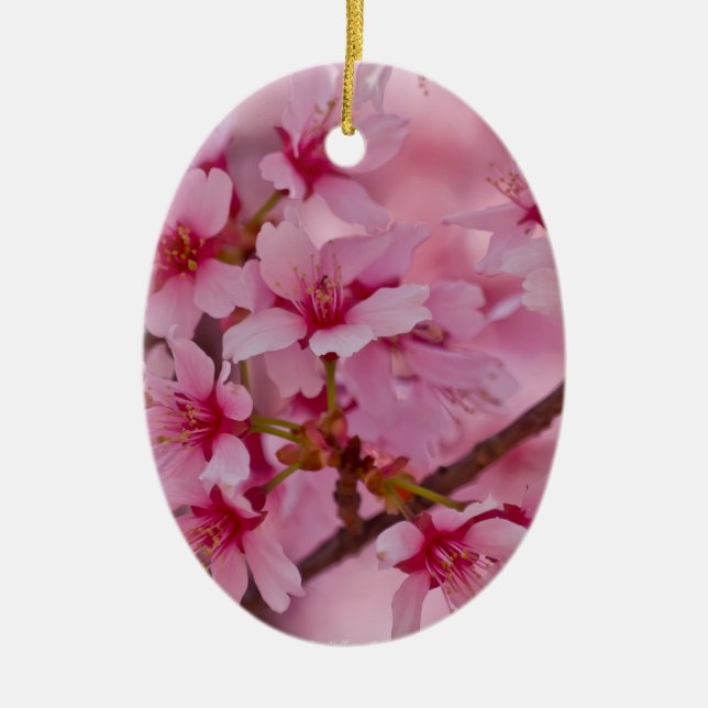 Bada i Rosa japanska Cherry-Blommar Julgransprydnad Keramik (Framsidan)