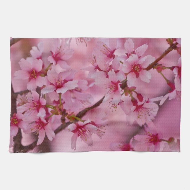 Bada i Rosa japanska Cherry-Blommar Kökshandduk (Horisontell)