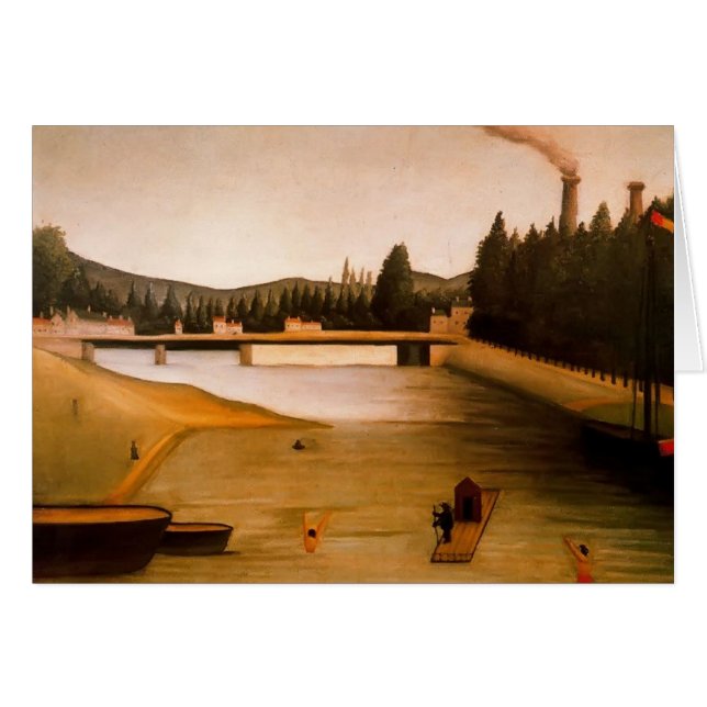 Bada på Alfortville av Henri Rousseau Hälsningskort (Framsidan Horizontal)