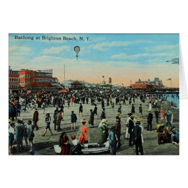 Bada på den Brighton stranden, Brooklyn århundrade Hälsningskort (Framsidan Horizontal)