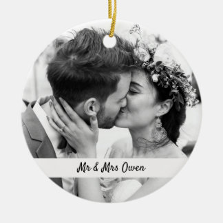 Båda sidor, Bröllop, fotopornament Keepsakpresente Julgransprydnad Keramik