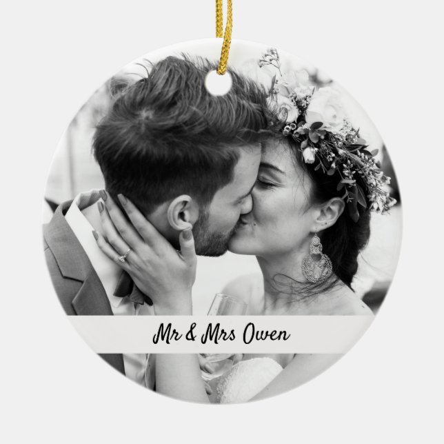 Båda sidor, Bröllop, fotopornament Keepsakpresente Julgransprydnad Keramik (Framsidan)