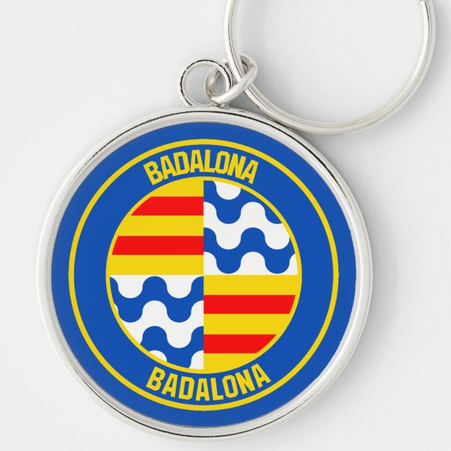 Badalona Round Emblem Rund Silverfärgad Nyckelring (Framsidan)