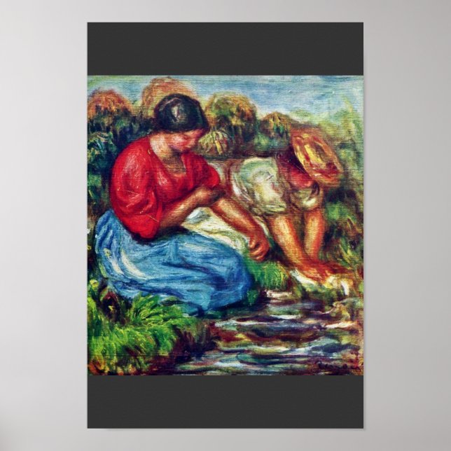 Badande av Pierre-Auguste Renoir (bästa kvalitet) Poster (Framsidan)