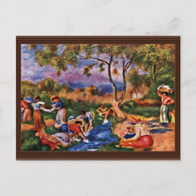 Badande av Pierre-Auguste Renoir (bästa kvalitet) Vykort (Framsida)