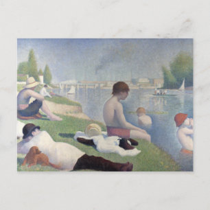 Badande Georges Seurat Neo-Impressionistisk Målnin Vykort