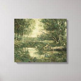 Badande i Grönt Woodland Landcape (Vintage Art) Canvastryck