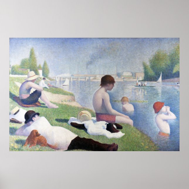 Badande vid Asnières-målning av Georges Seurat Poster (Framsidan)
