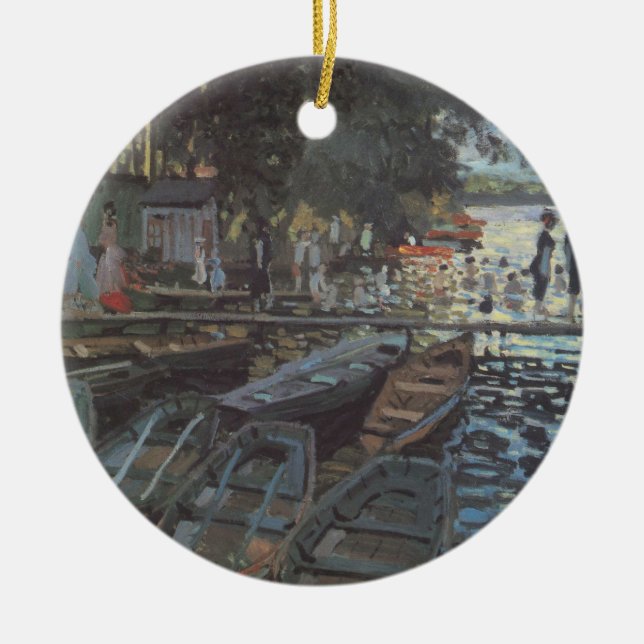 Badande vid La Grenouillère av Claude Monet Julgransprydnad Keramik (Framsidan)