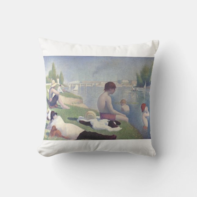 Badare vid Asnières av Georges Pierre Seurat Kudde (Framsida)