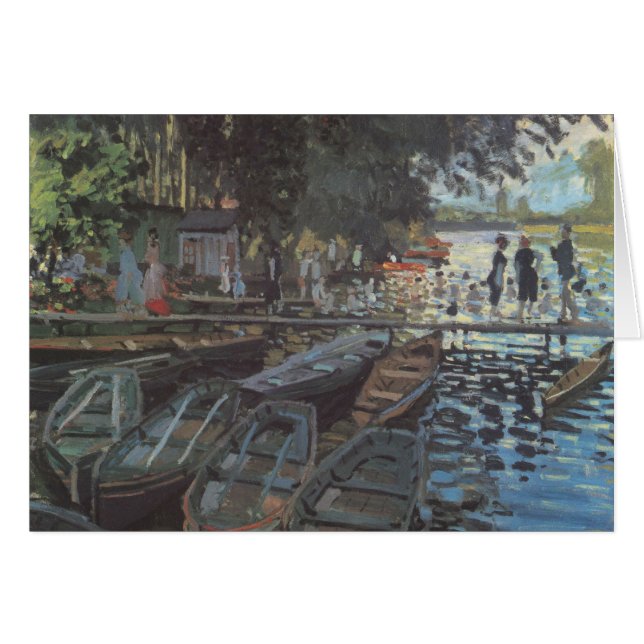 Badare vid La Grenouillère av Claude Monet Hälsningskort (Framsidan Horizontal)