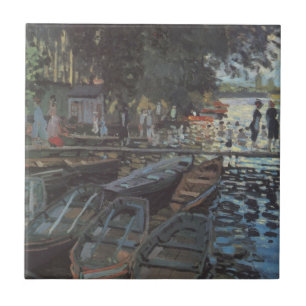 Badare vid La Grenouillère av Claude Monet Kakelplatta