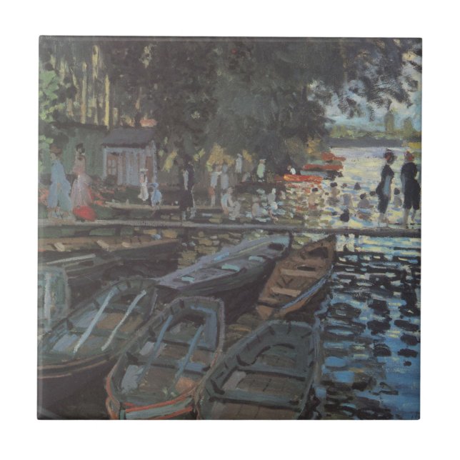 Badare vid La Grenouillère av Claude Monet Kakelplatta (Framsidan)