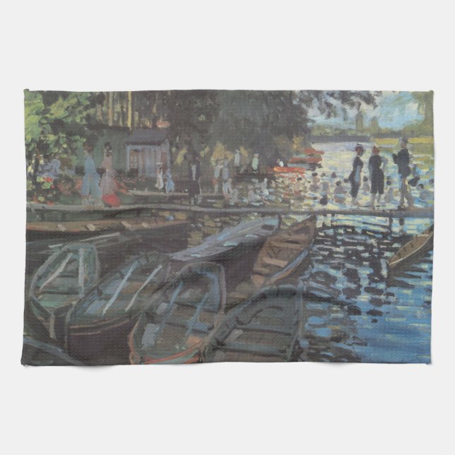 Badare vid La Grenouillère av Claude Monet Kökshandduk (Horisontell)