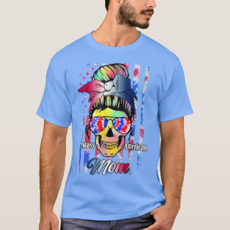 Badass American Mamma Skeleton Tie Dye 4:e juli T Shirt