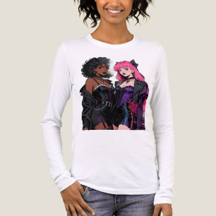 Badass Bästa Vänner Gothic Anime-Duo Långärmad T-S T Shirt