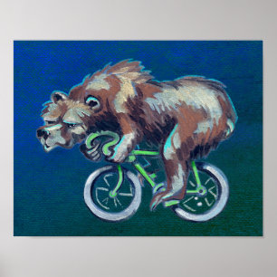 Badass Bear på en cykel Poster