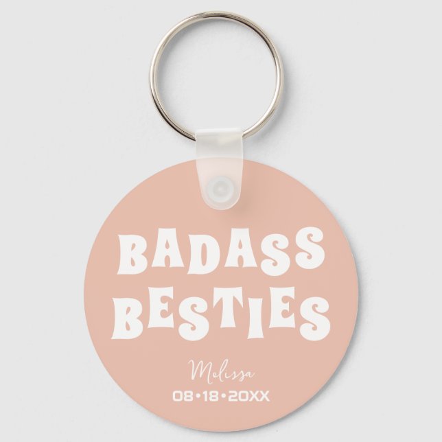 Badass Besties Funny Bridesmaid Favor Gift Nyckelring (Framsida)