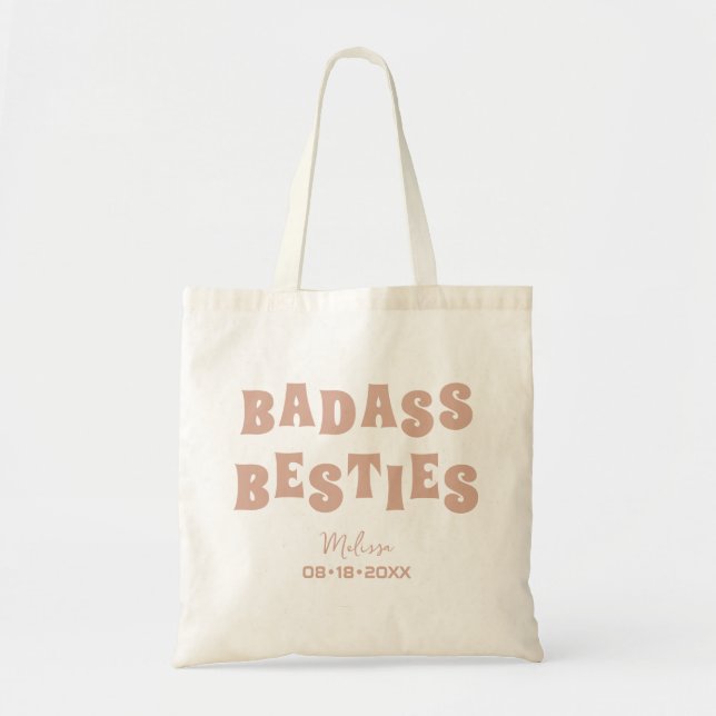 Badass Besties Funny Bridesmaid Favor Gift Tygkasse (Framsidan)