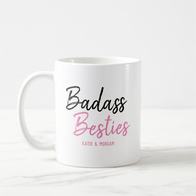 Badass Besties-Rosa Kaffemugg (Vänster)