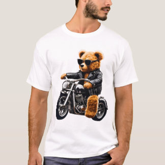 Badass Biker Teddy Bear Art T Shirt