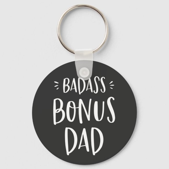 Badass Bonus Pappa Coola Stepdad Gift för Stepfath Nyckelring (Framsida)