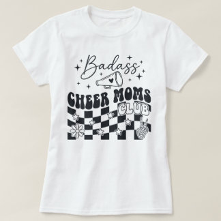 Badass Cheer Moms Club Retro Groovy Megafon Stjärn T Shirt
