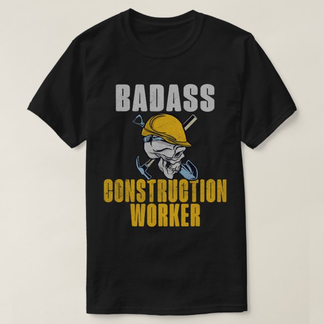 Badass Construction Worker T Shirt (Design framsida)