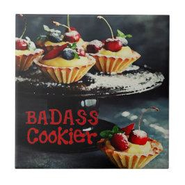 BADASS COOKIER Funny ger citat CERAMIC TILE Kakelplatta