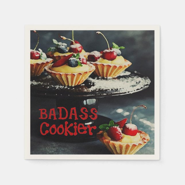 BADASS COOKIER Funny GER Offert Pappra NAPKINER Pappersservett (Framsidan)