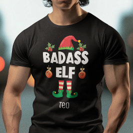 Badass elf-familjens matchande jul med namn t shirt