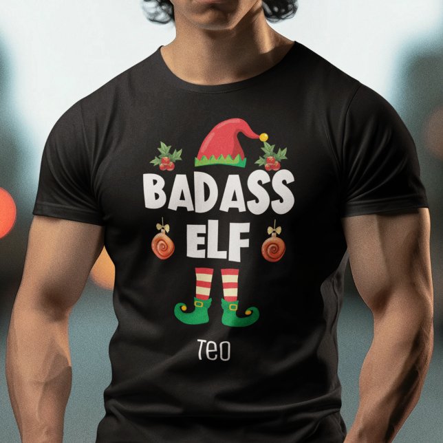 Badass elf-familjens matchande jul med namn t shirt (Skapare uppladdad)