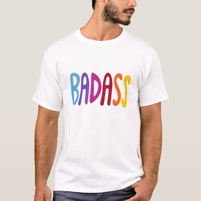 BADASS Färgglad Rolig Bokstavsstil  T Shirt (Framsida)
