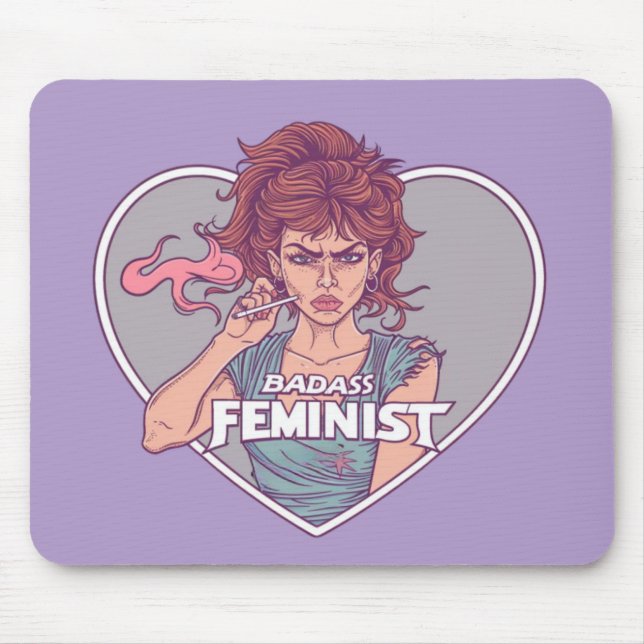 BADASS FEMINIST, tecknad Musmatta (Framsidan)