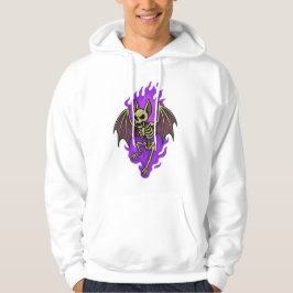 Badass Fladdermus Skeleton med Lila Fire Aura Hoodie
