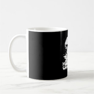 Badass-katt med solglasögon som vandrar bort från kaffemugg