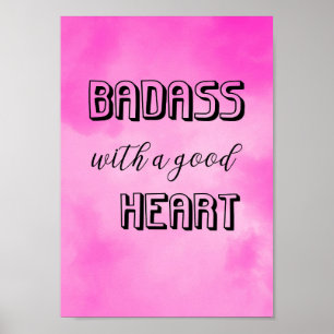 Badass-kvinnans citattypografi med rosa bakgrund poster