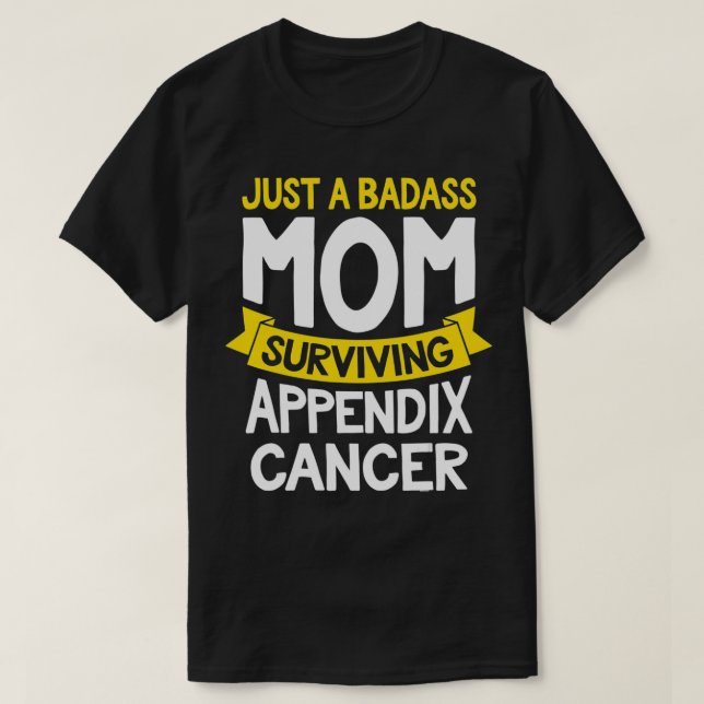 Badass Mamma Överlevande Appendi Cancer Survivor Q T Shirt (Design framsida)