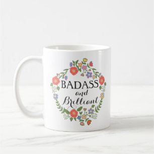 Badass och briljant rolig hipsterhumorblommigt kaffemugg