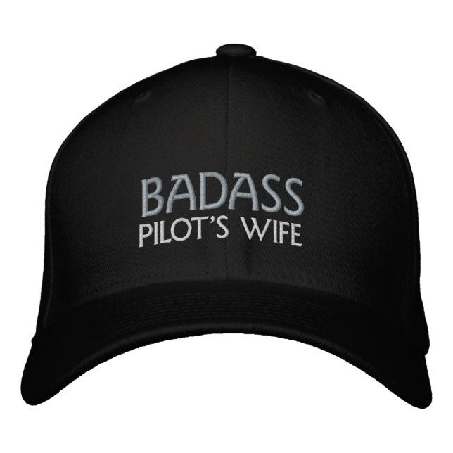 Badass Pilots hustru, broderade tak Broderad Keps (Framsida)