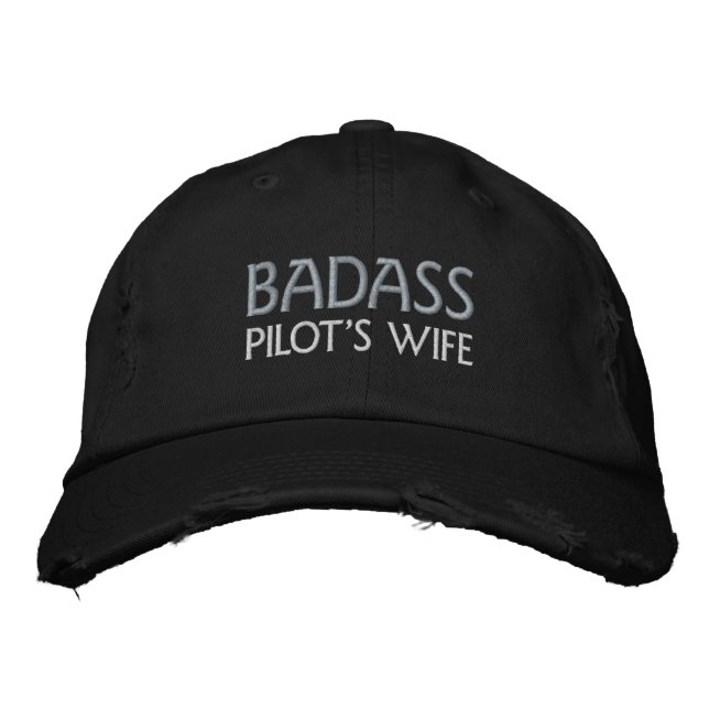 Badass Pilots hustru, broderade tak Broderad Keps (Framsida)