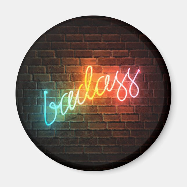 Badass Rainbow Neon Sign Magnet (Framsidan)