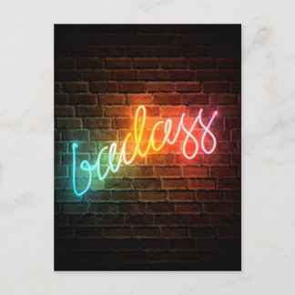 Badass Rainbow Neon Sign Vykort
