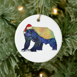 Badass Santa Honey badger Psychedelic Julgransprydnad Keramik
