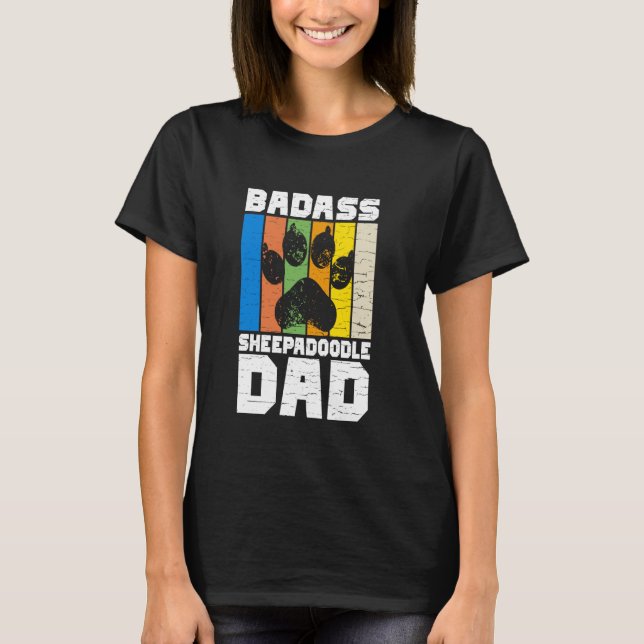 Badass Sheepadoodle Pappa Sheepadoodle T Shirt (Framsida)